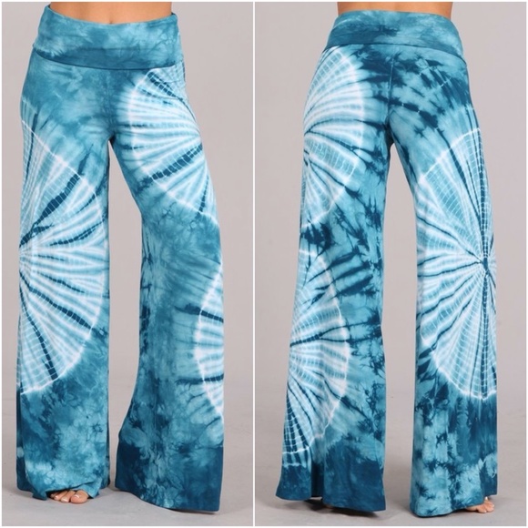 Chatoyant Boho Tie dye wide leg palazzo lounge pants - Picture 1 of 2